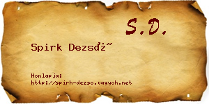 Spirk Dezső névjegykártya